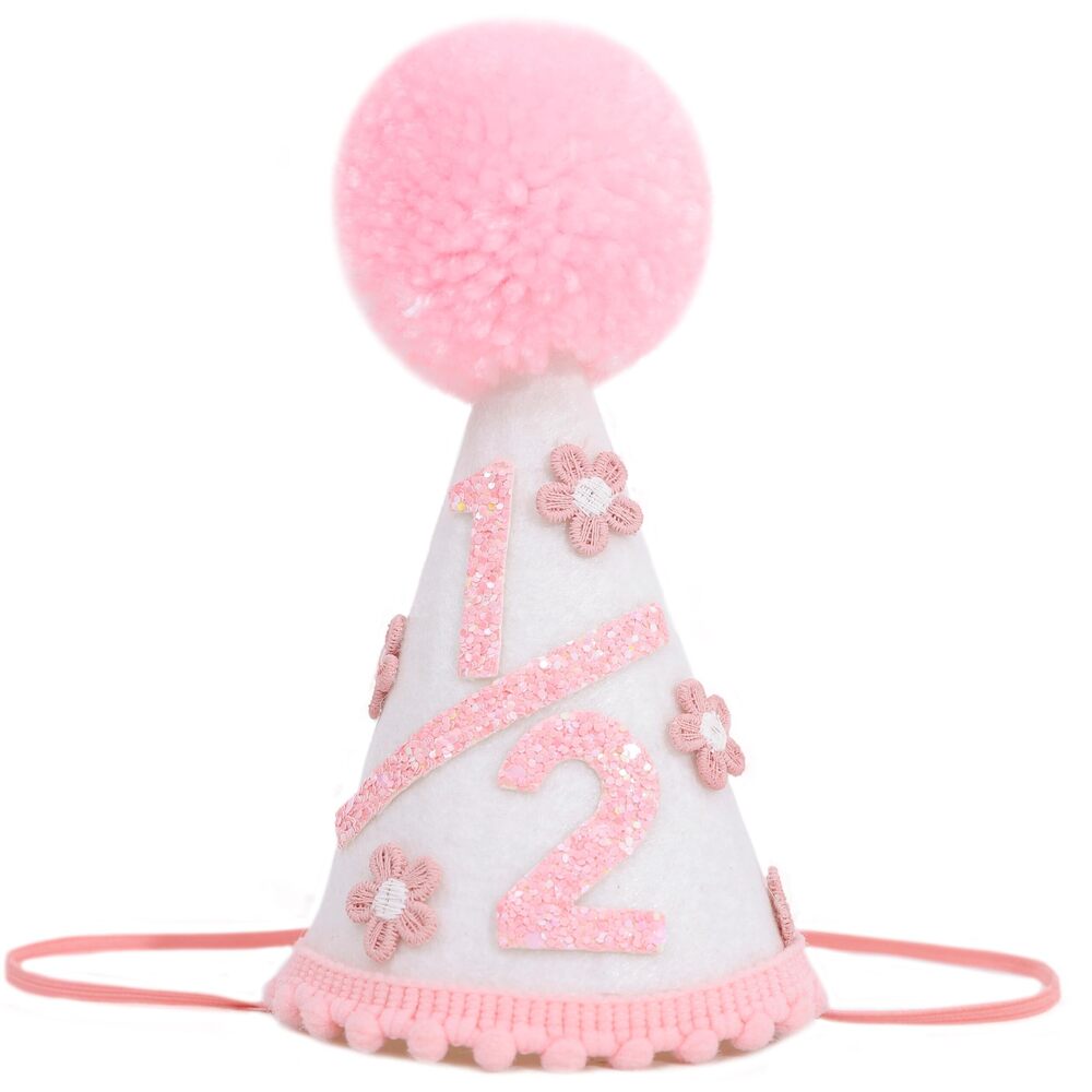 3302 Pink Daisy 1/2 Birthday Hat - Daisy Half Birthday Party Decorations